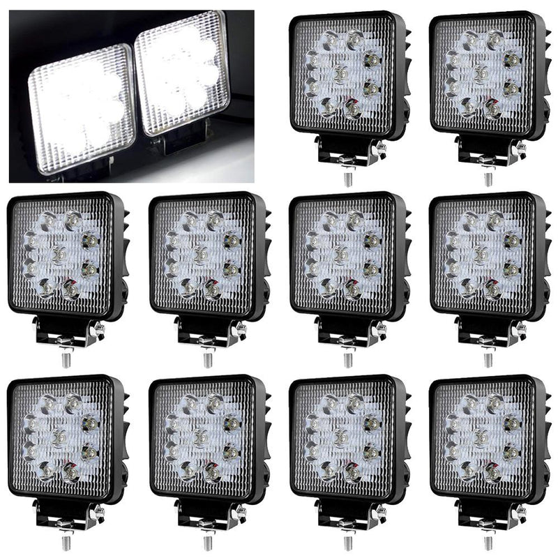 Wolketon Onlineshop Günstig Kaufen Sale 27W LED Scheinwerfer Eckig/Rund Arbeitsscheinwerfer mit 9 LEDs Rückfahrscheinwerfer