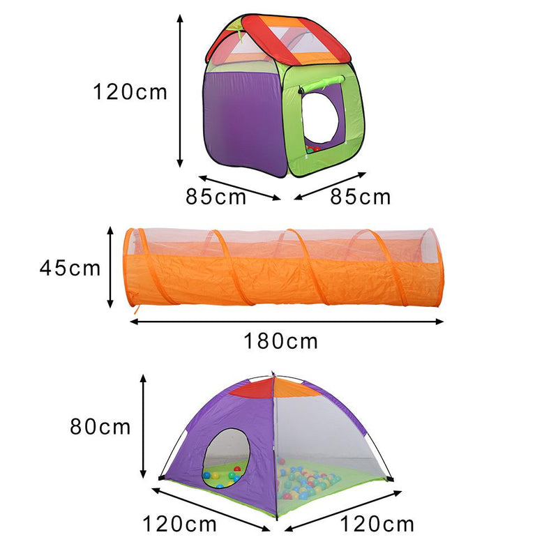 Hengda Kinder-Iglu-Zelt mit Tunnel und 200 Bällen Kinderspielzelt mit Bällen für Kinder, faltbares Pop-Up