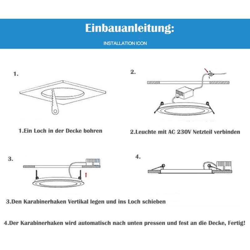 Hengda 5 x 9W LED LED Panel Lampe LED Einbauleuchten Ultraslim Farbwechsel 3 in 1 Dimmbar