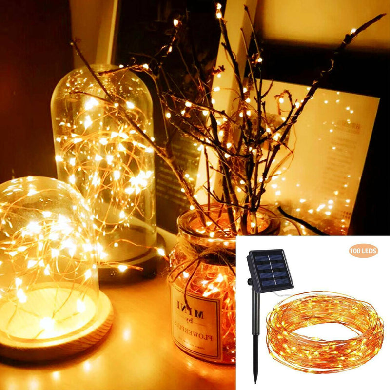 Wolketon Onlineshop Günstig Kaufen 100 LEDs Drahtlichterkette Lichterkette Solar Lichterkette Warmweiß Wasserdichte