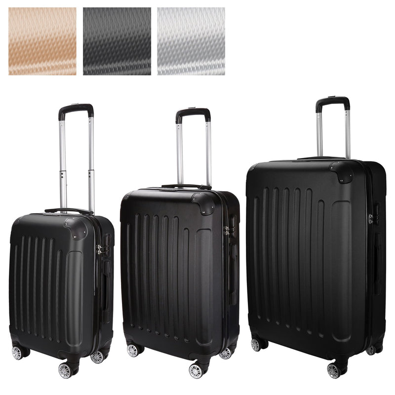 Wolketon Onlineshop Günstig Kaufen Tolletour Schwarz 4 Rollen Trolley M-L-XL Handgepäck Hartschalenkoffer