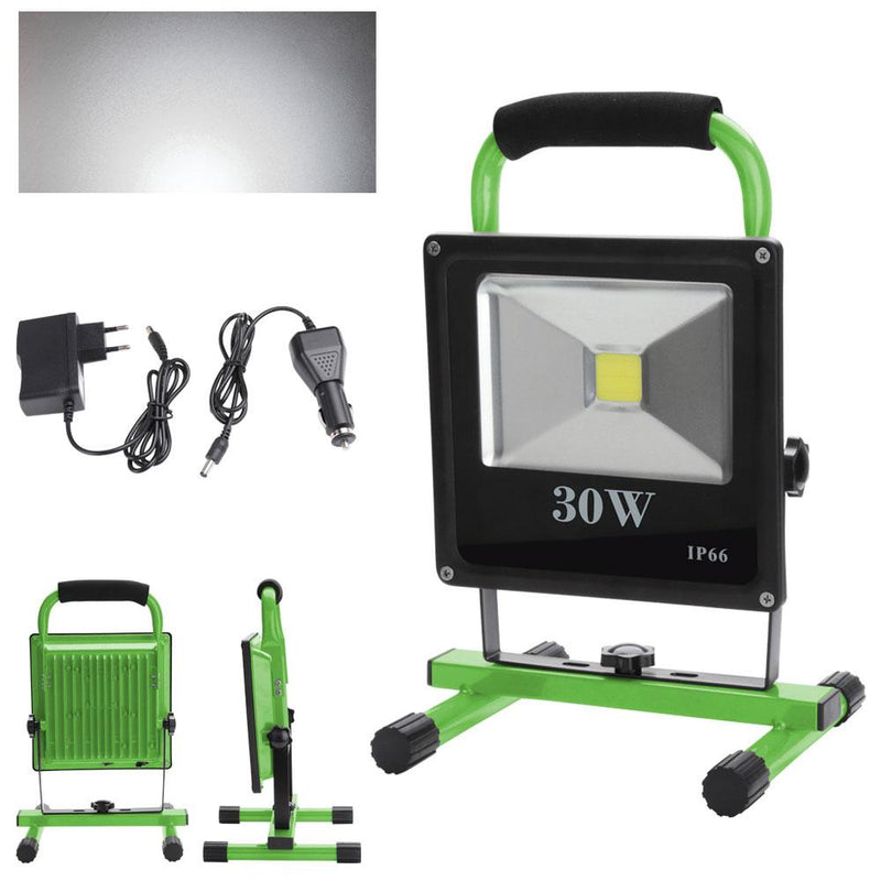 Wolketon Onlineshop Günstig Kaufen LED Fluter Akku Strahler Arbeitsscheinwerfer Werkstattlampen Handlampe 30W Kaltweiß(Grün)