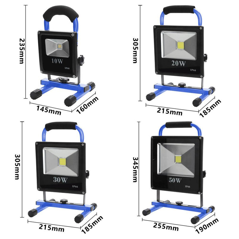 Wolketon Onlineshop Günstig Kaufen LED Akku Strahler Handlampe Flutlicht Baustrahler Arbeitsleuchte 10W-50W (Blau)