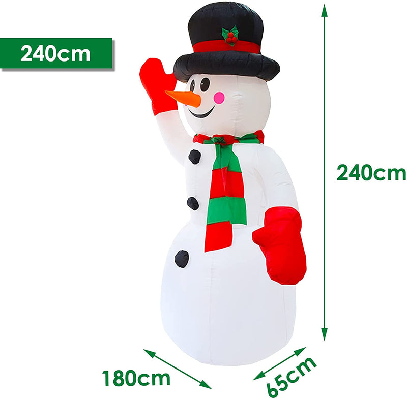 Wolketon Aufblasbarer Schneemann 240cm LED Deko