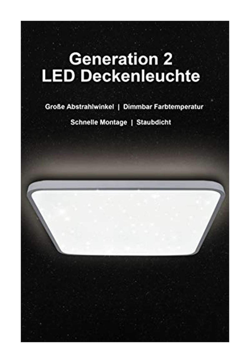 Eckige 24W LED Deckenleuchte Starlight Effekt (Kaltweiß/Warmweiß/Farbwechsel/Dimmbar)