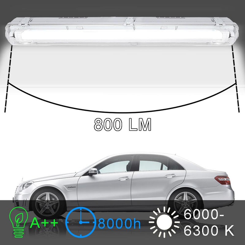 9W LED Feuchtraumleuchte Kaltweiß 60CM Wannenleuchte Tageslicht Industrie Strahler diffuse Abdeckung 6000K Leuchtstoff lamp ( T8, G13 )