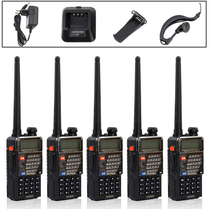 Wolketon Onlineshop Günstig Kaufen 5X Baofeng UV-5R Plus Funksprechgerät 2M/70cm Hand-funkgerät Radio CTCSS