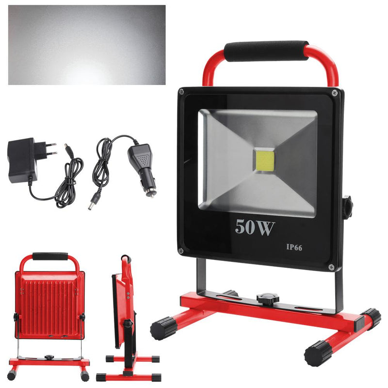 Wolketon Onlineshop Günstig Kaufen LED Akku Fluter Baustrahler Arbeitsleuchte Werkstattlampen Campinglaterne 50W Kaltweiß(Rot)