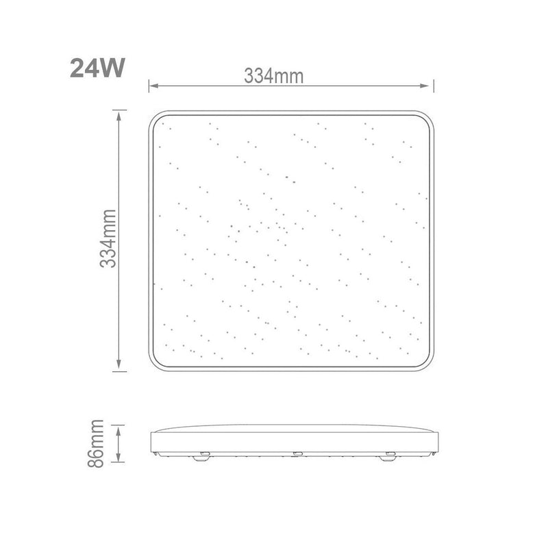 Eckige 24W LED Deckenleuchte Starlight Effekt (Kaltweiß/Warmweiß/Farbwechsel/Dimmbar)