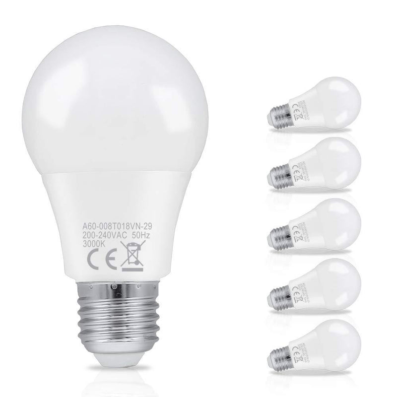 Wolketon Onlineshop Günstig Kaufen 8W LED Birnen Ersetzt 60W Halogenlampen A60 E27 Warmweiß 3000K 6er Pack