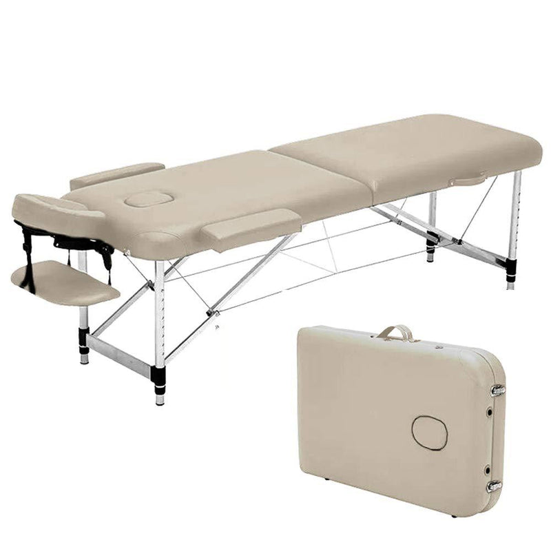 Wolketon Onlineshop Günstig Kaufen Beige Mobile Massageliege Klappbar mit Kopfstütze Höhenverstellbar mit Aluminium Füßen 5cm