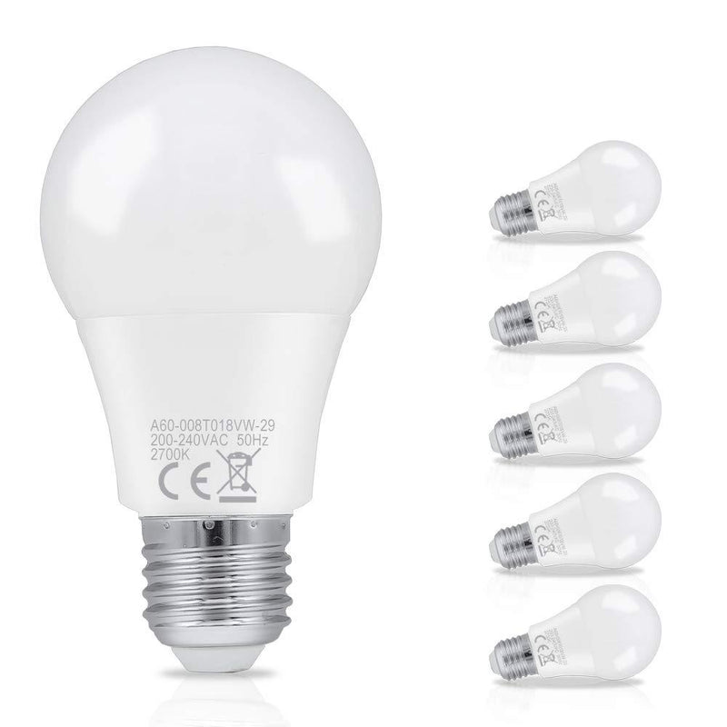 Wolketon Onlineshop Günstig Kaufen 8W LED Birnen Ersetzt 60W Halogenlampen A60 E27 Warmweiß 2700K 6er Pack