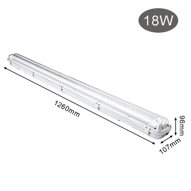 120CM Wannenleuchte 18W LED Feuchtraumleuchte Kaltweiß Tageslicht Werkstatt Leuchten PC Abdeckung 6000K LED Röhre RA>80 ( 2 -er Pack, T8 )