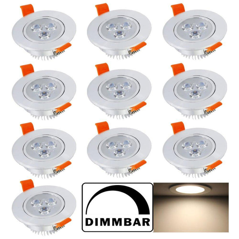 Wolketon Onlineshop Günstig Kaufen 10 pcs 3W Warmweiß Dimmbar LED Einbauleuchten Deckenstrahler Set