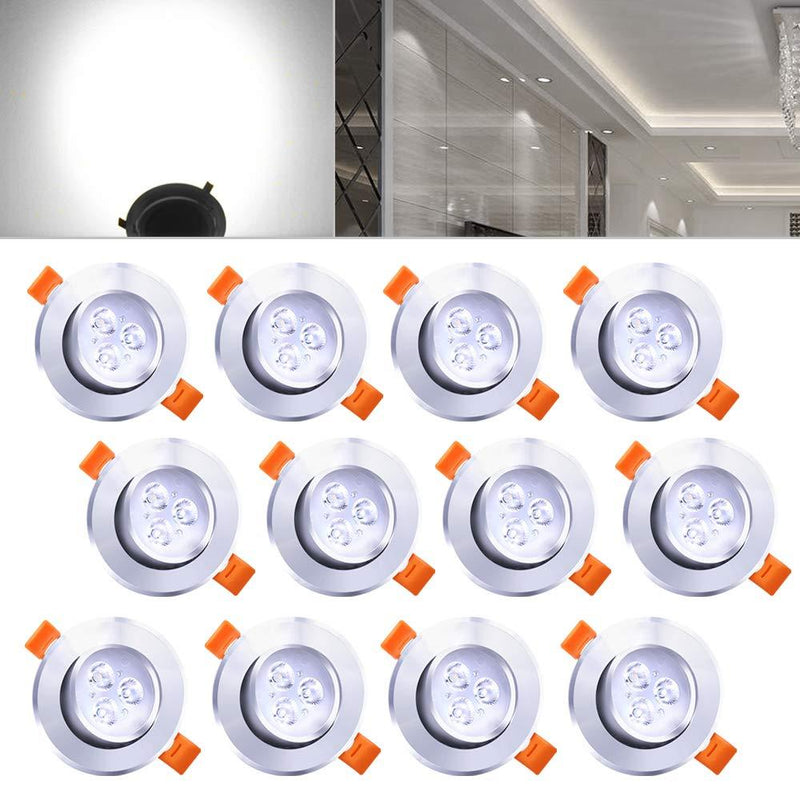 Wolketon Onlineshop Günstig Kaufen® 12X 3W LED Decken Einbaustrahler Schwenkbar 15 Grad Kaltweiß [Energieklasse A++]