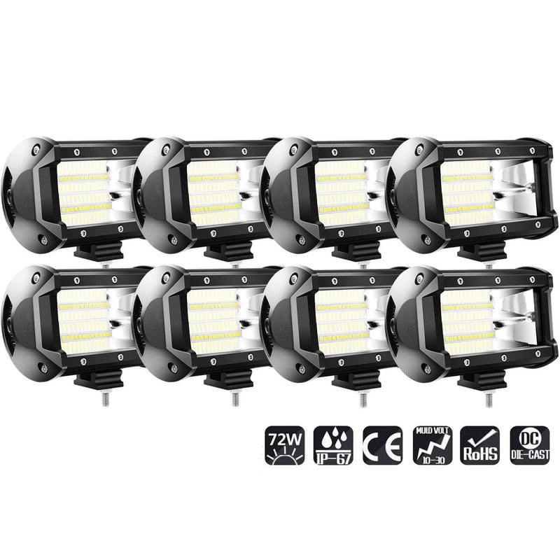 Wolketon Onlineshop Günstig Kaufen 8 x 72W LED Arbeitsscheinwerfer Zusatzscheinwerfer 12V Auto Flutlicht Spotlight