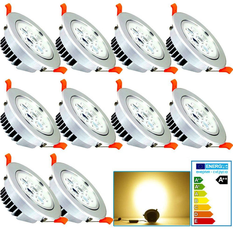 Wolketon Onlineshop Günstig Kaufen® 7w LED SMD Spot 10 pcs Einbauleuchte Decken Leuchte Dimmbar Warmweiss [Energieklasse A++]