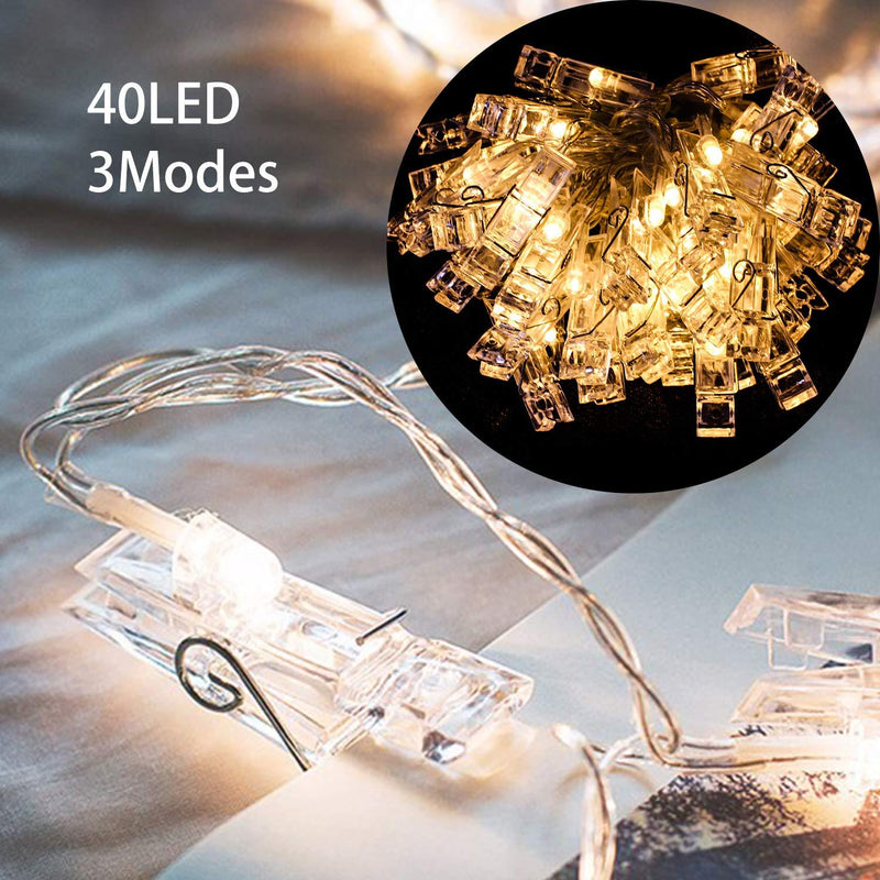 Wolketon Onlineshop Günstig Kaufen LED Fotoclips Lichterkette, Warmweiß, 3 Modi 40 Foto-Clips, 4.2 Meter