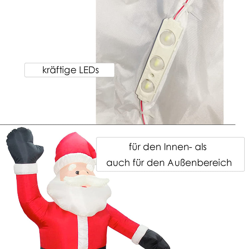 Wolketon Aufblasbarer Santa Claus Weihnachtsmann 240cm LED Deko