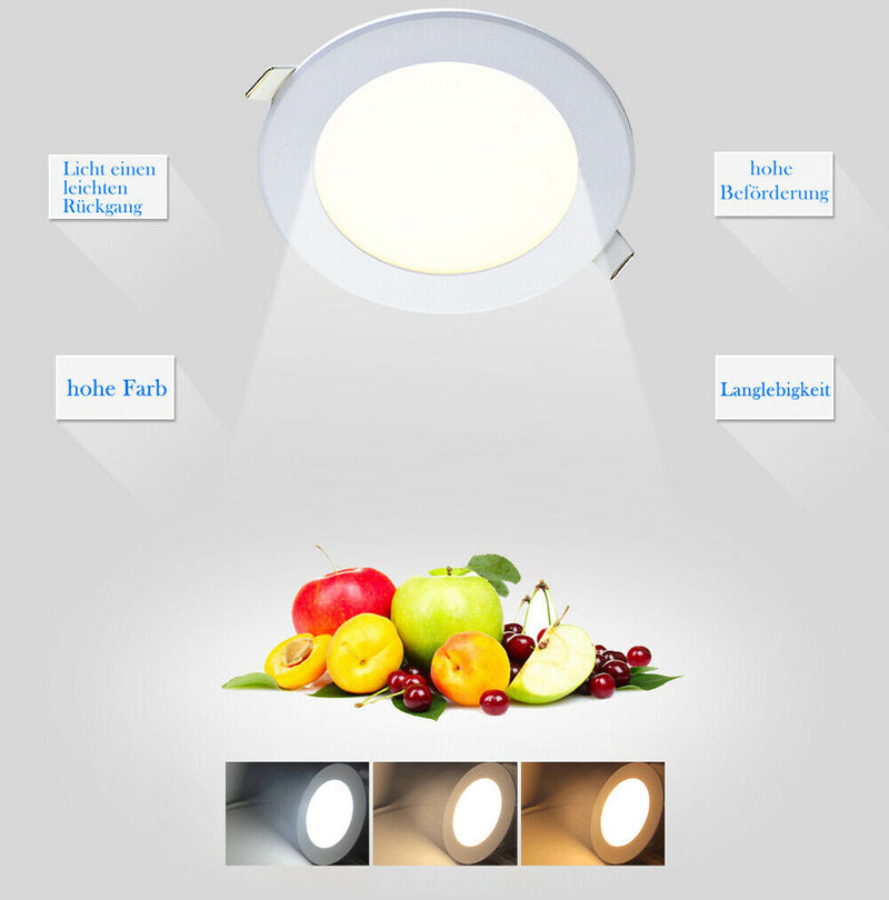 Wolketon 10x LED Einbauspot Einbaustrahler Ultraslim A++