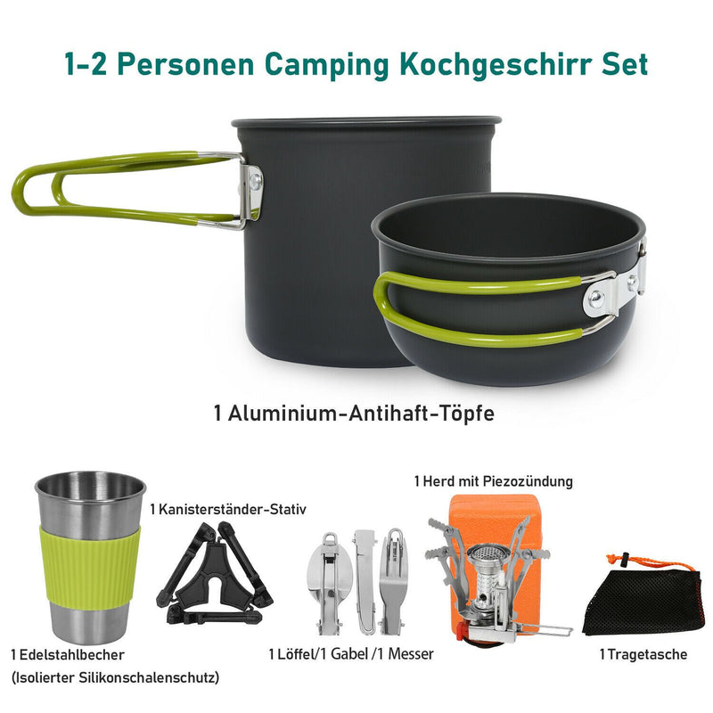 Wolketon Camping Kochgeschirr 9-teiliges-Set 1-2 Person