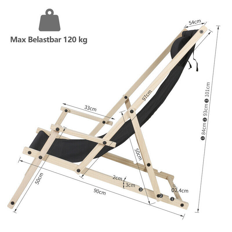 Wolketon Gartenliege Liegestuhl Holzliege Klappbar