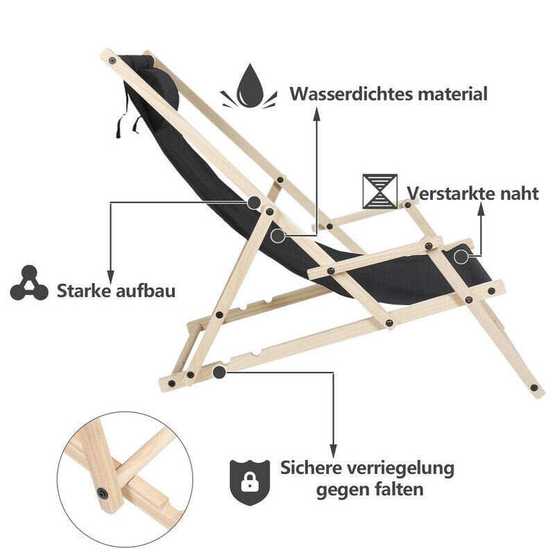 Wolketon Gartenliege Liegestuhl Holzliege Klappbar