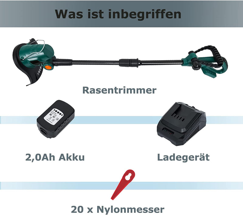 Wolketon Rasentrimmer inkl. Akku 20V Rasen Kantenschneider