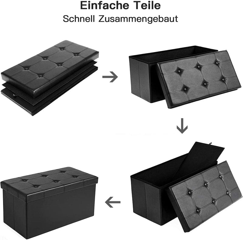 Wolketon Faltbar Sitzhocker Sitzbank mit Stauraum Schwarz/Weiß