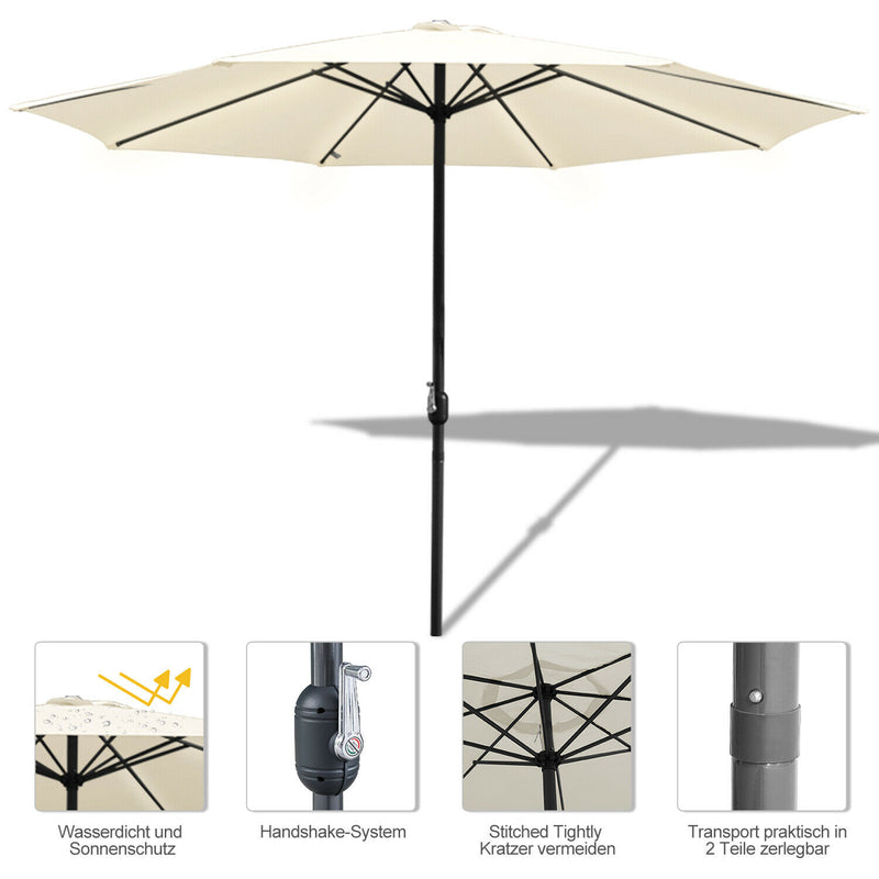 Wolketon Sonnenschirm Ø3.5m Ø3m Wasserabweisend UV30+ mit Beleuchtung