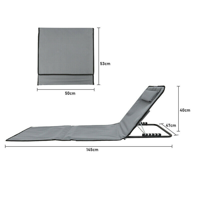 Wolketon Strandliege Verstellbar Mit Kissen Tragetasche Strandmatte Rückenlehne Faltbar