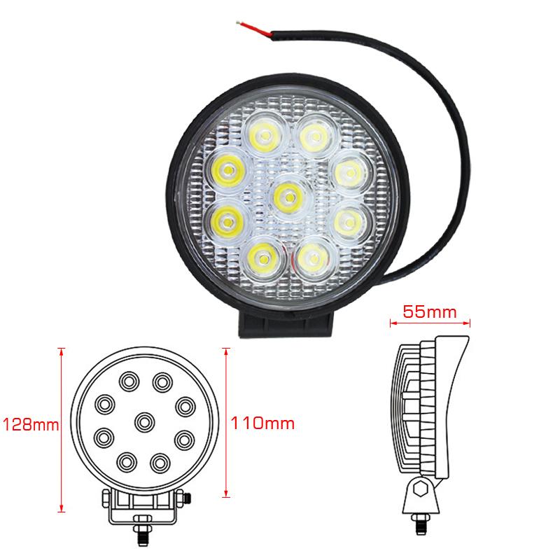 6X 27W LED Scheinwerfer Runde Arbeitsscheinwerfer Arbeitslicht mit 9 LEDs Reflektor Rückfahrscheinwerfer