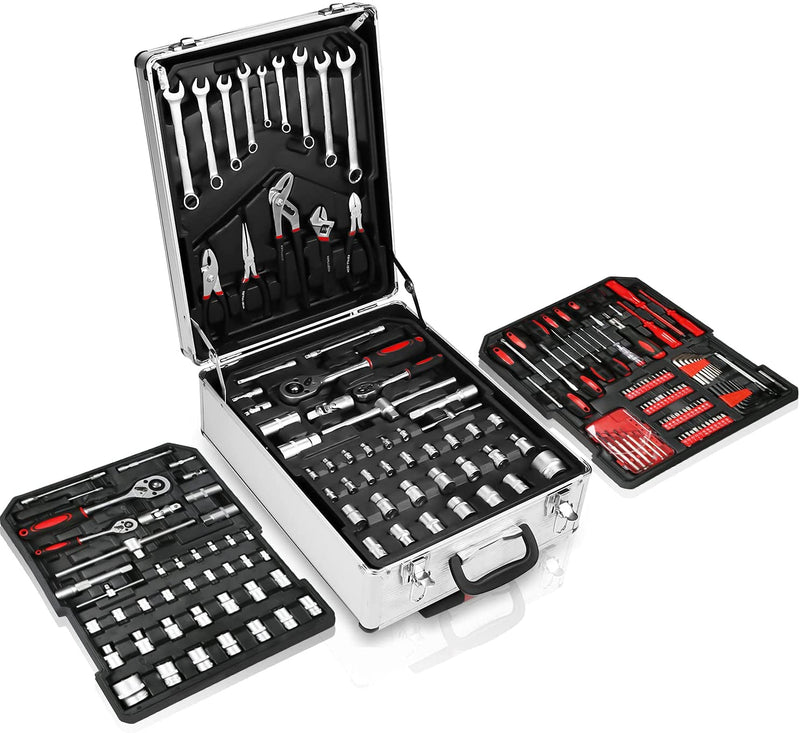 Wolketon Werkzeugkoffer 1031 tlg. Alu Satz Toolbox-Sets inkl. Universalmesser Rollkoffer