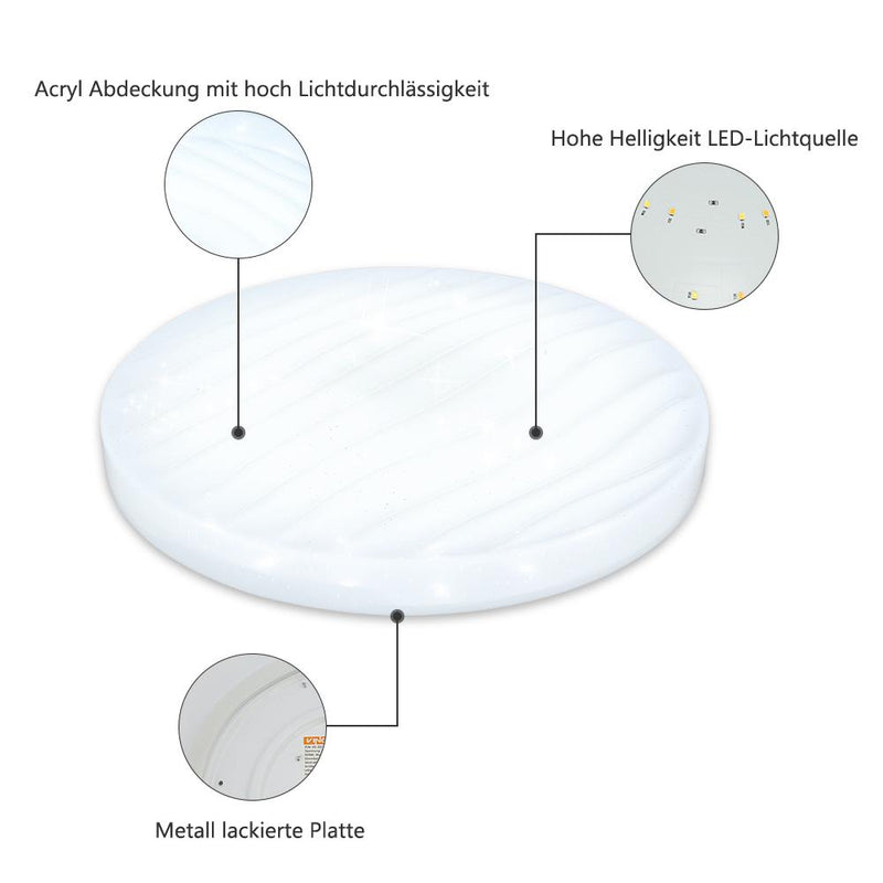 12W Farbwechsel Starlight Wellig Rund Deckenleuchte