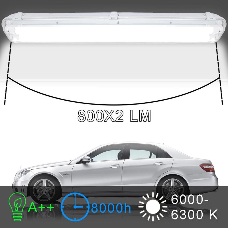 9W LED Feuchtraumleuchte Kaltweiß 60CM Wannenleuchte Leuchtstoff lamp Wasserdicht  IP65 Werkstatt Beleuchtung ( 2 Stücke, G13 )