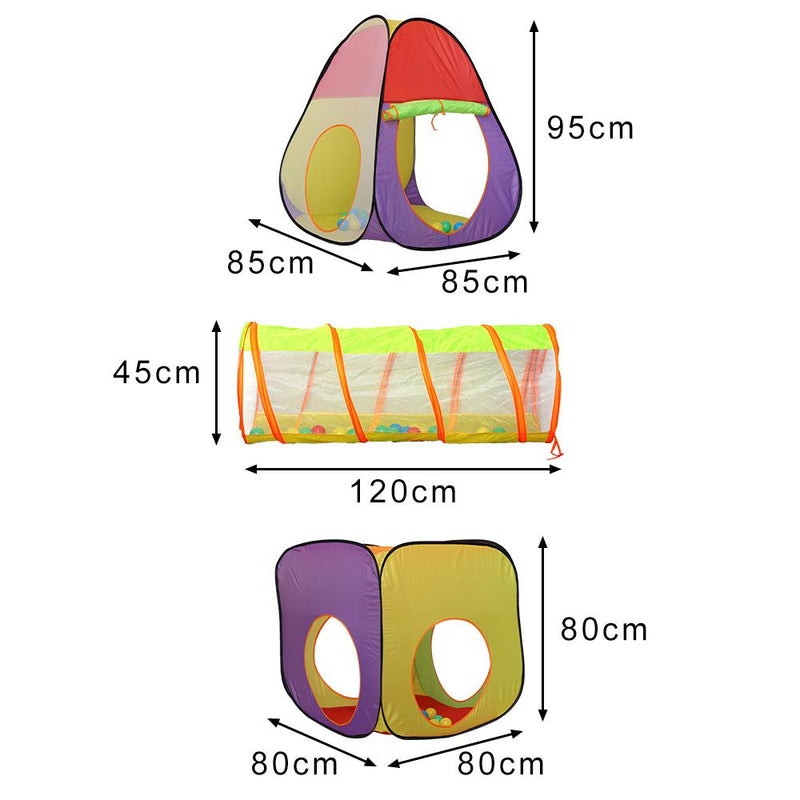 Hengda Zelt-Spielzelt Kinderzelt für Kinder mit Tunnel und 200 Kugeln Laufgitter-Spielzelt mit Kugeln