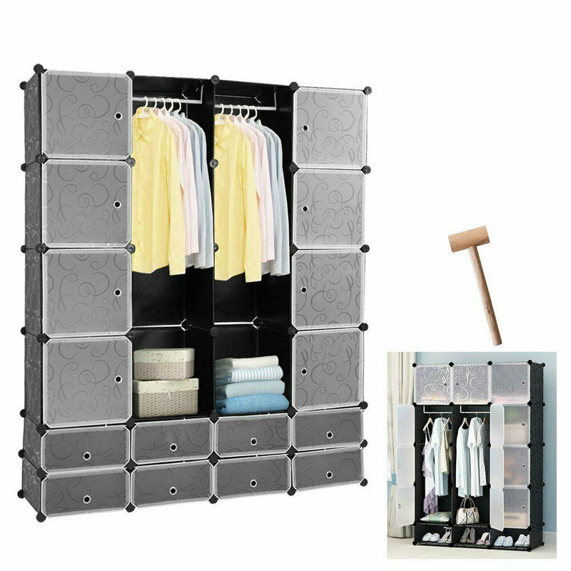 Wolketon Onlineshop Günstig Kaufen 180 x 142 x 37 cm Regalsystem Kleiderschrank DIY Garderobe 16 Boxen Bedruckt