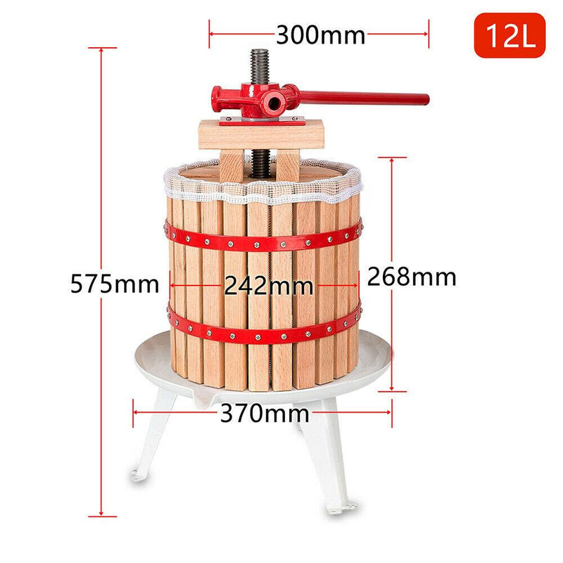 Hengda 6L/7L/12L/18L Fruchtpresse Obstpresse Saft Beerenpresse Mühle Obstmühle Maischepresse Juicer Presstuch