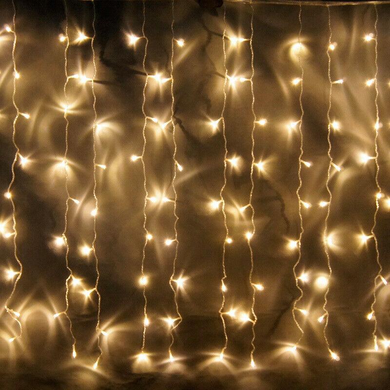 Wolketon Onlineshop Günstig Kaufen LED Lichtervorhang Weihnachtsbeleuchtung 3x3M Lichternetz string Lichterkette